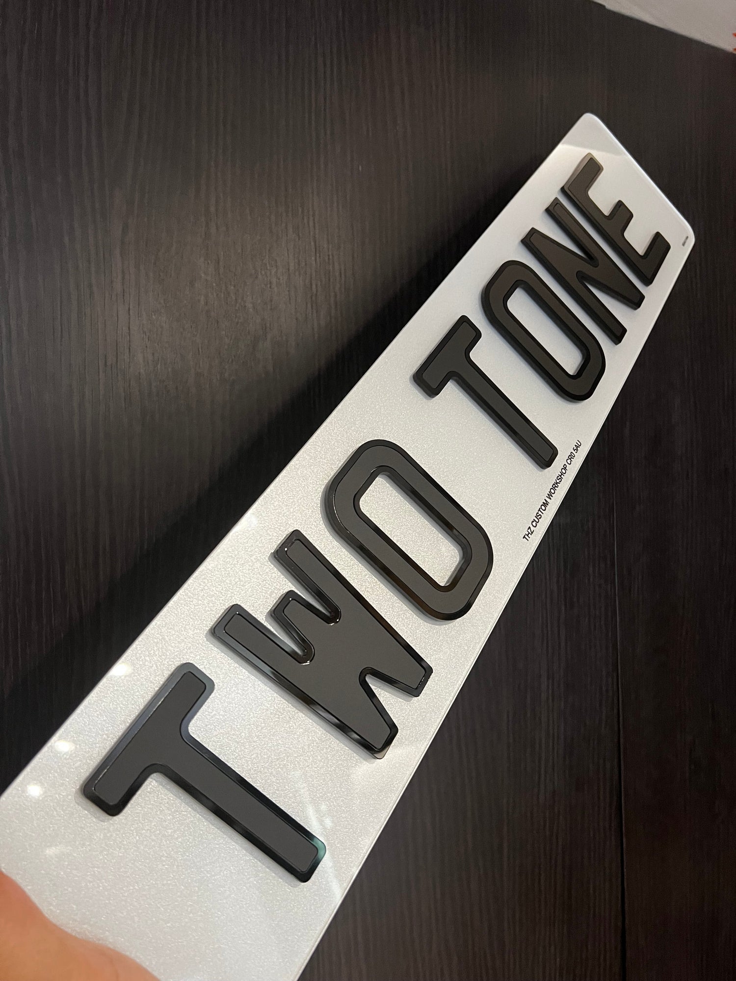 4D Two Tone Number Plates (Matt) with Gloss Edge Lettering Set