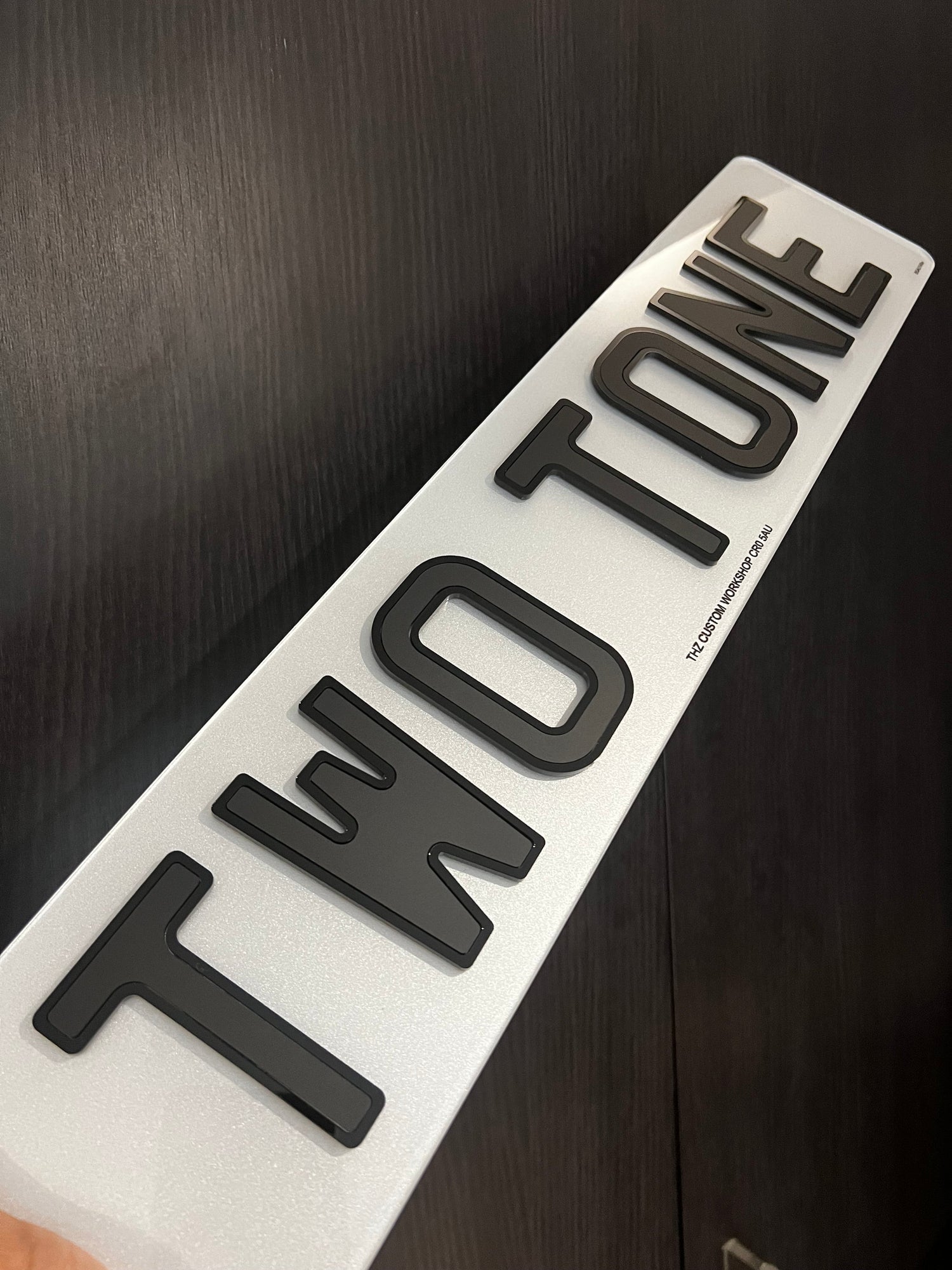 4D Two Tone Number Plates (Matt) with Gloss Edge Lettering Set