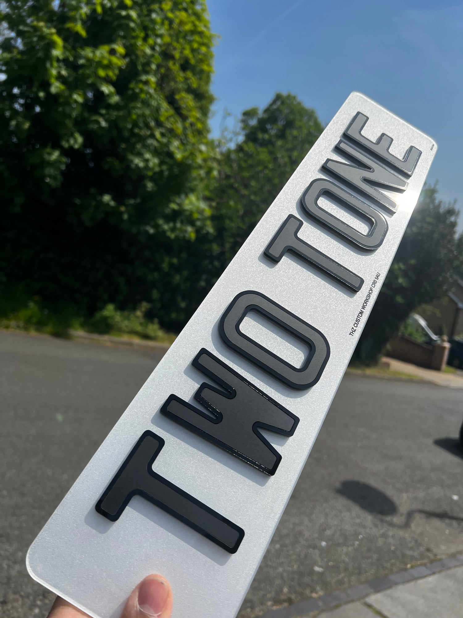 4D Two Tone Number Plates (Matt) with Gloss Edge Lettering Set