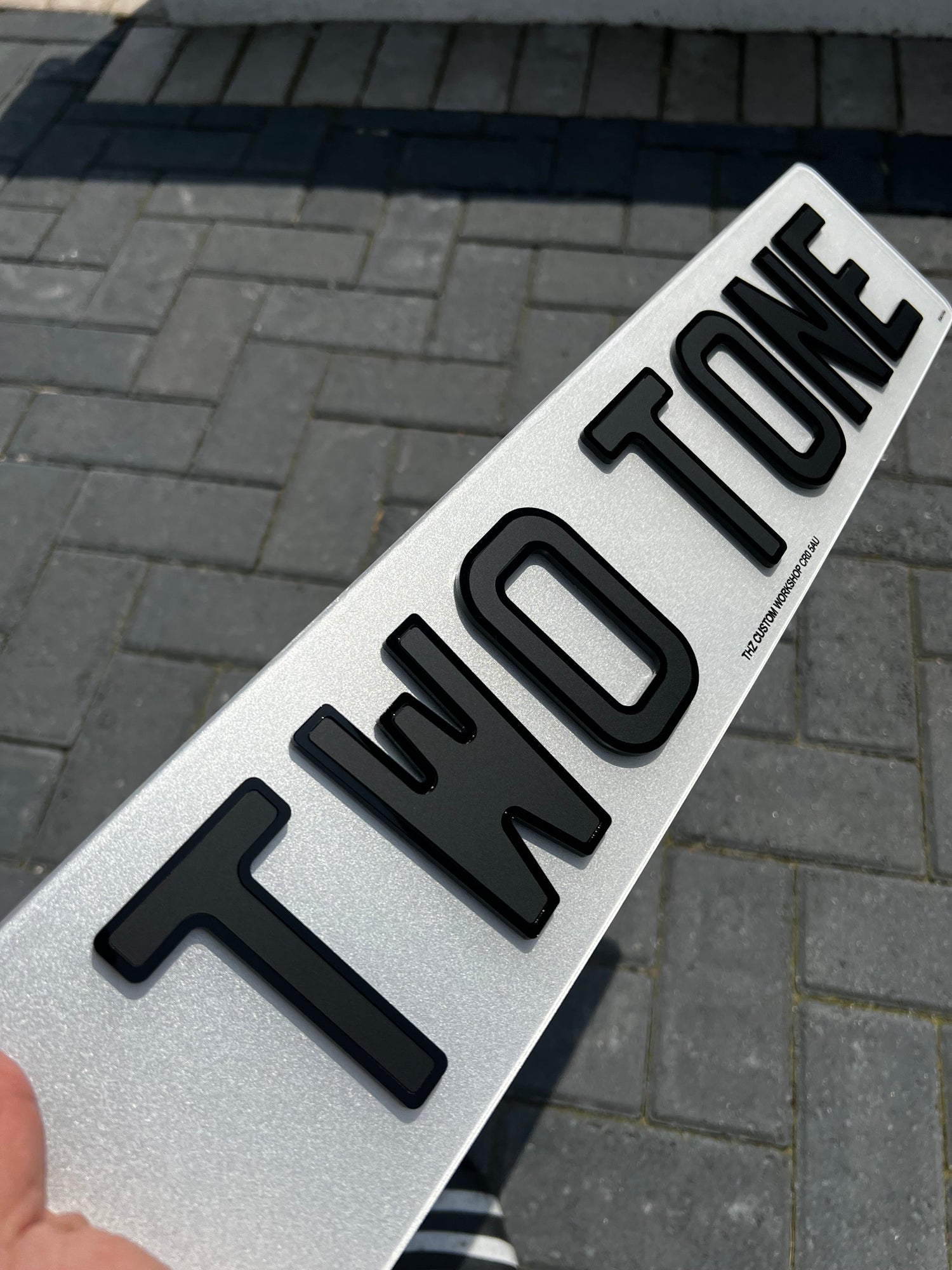 4D Two Tone Number Plates (Matt) with Gloss Edge Lettering Set
