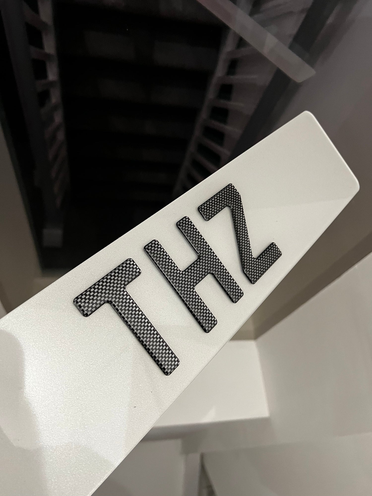 3D Carbon Gel Number Plates with Carbon Fibre Style Gel Lettering - Show Plates