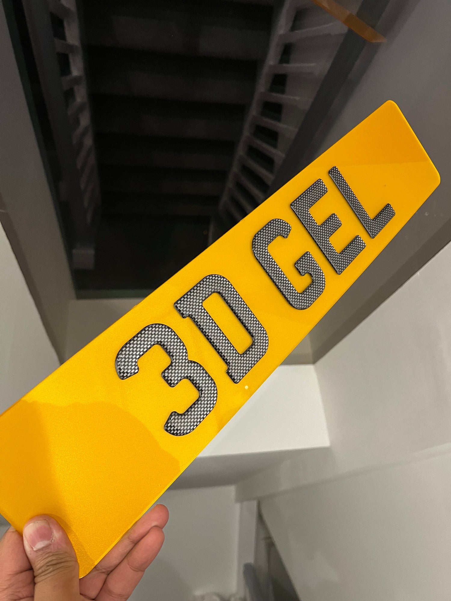 3D Carbon Gel Number Plates with Carbon Fibre Style Gel Lettering - Show Plates