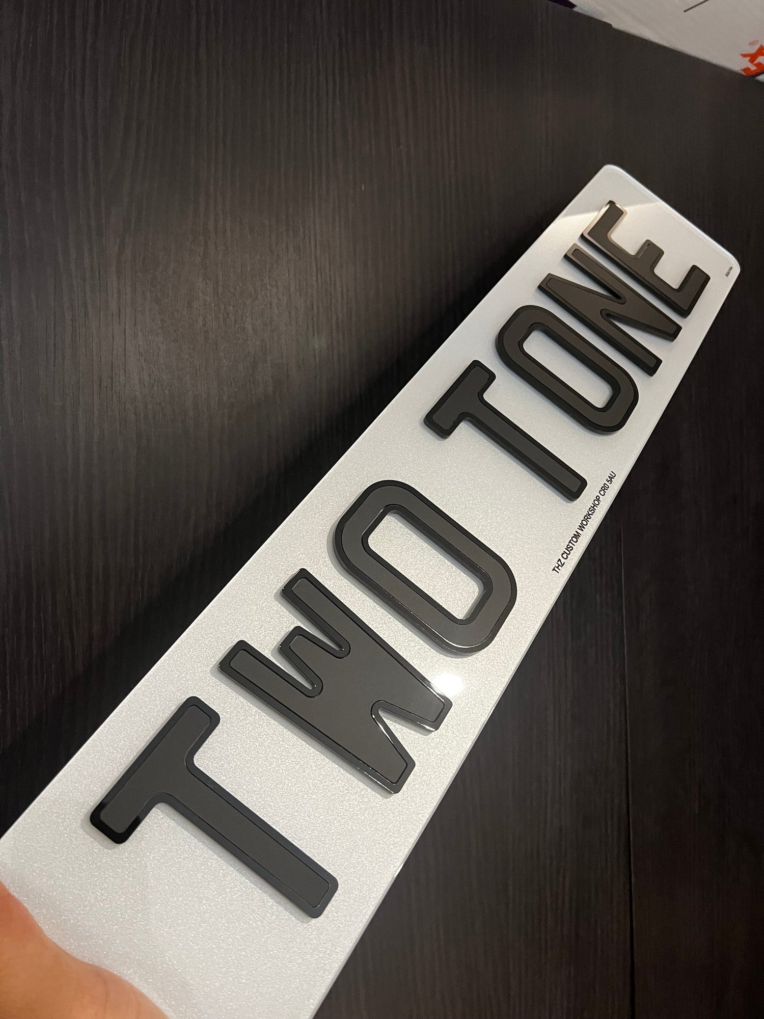 4D Two Tone Number Plates (Matt) with Gloss Edge Lettering Set