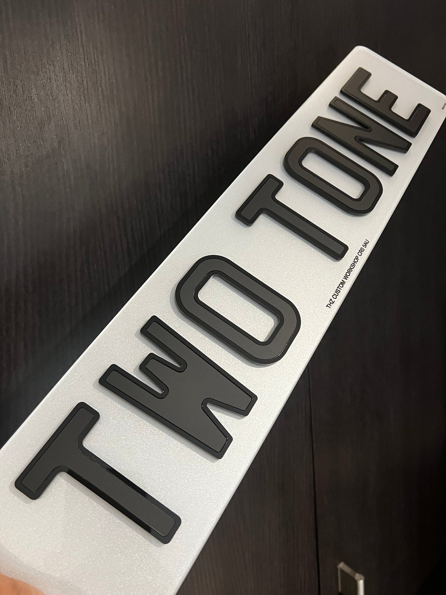 4D Two Tone Number Plates (Matt) with Gloss Edge Lettering Set