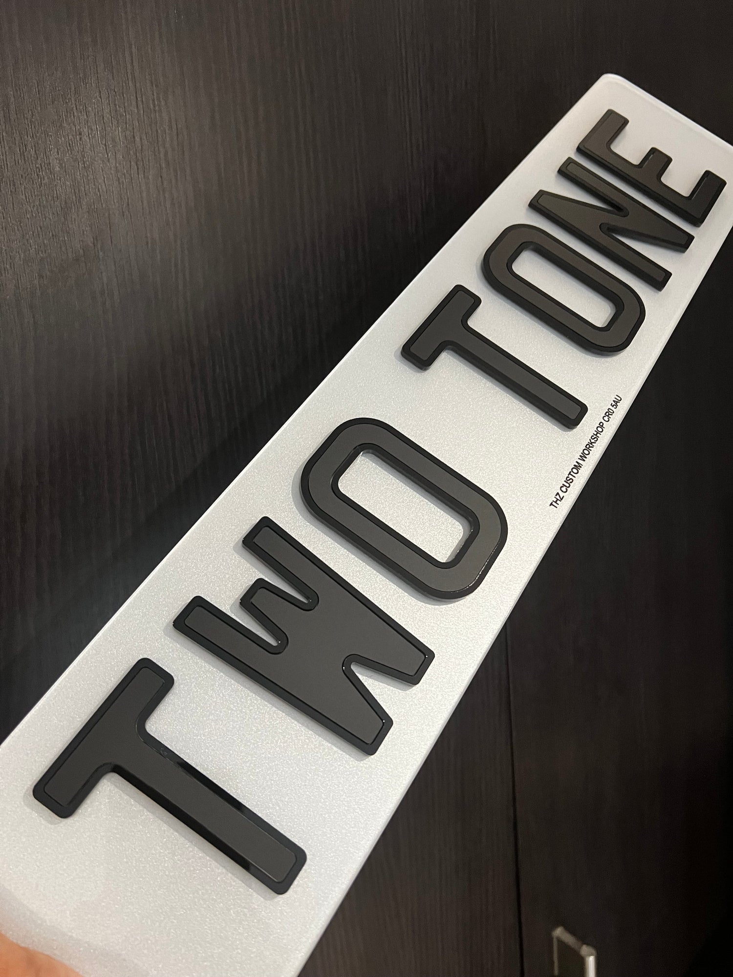 4D Two Tone Number Plates (Matt) with Gloss Edge Lettering Set