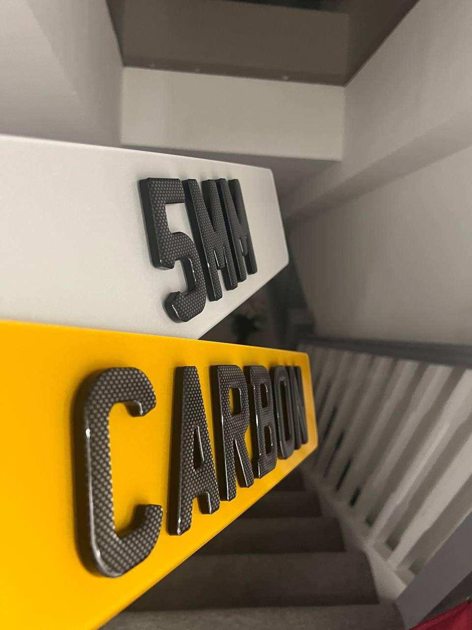 4D Carbon Gel Number Plates (5mm) with Carbon Fibre Style Gel Lettering - Show Plates